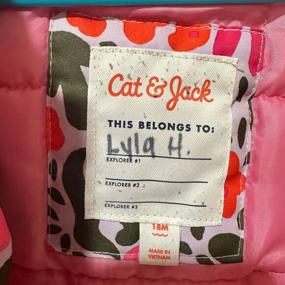 Cat & Jack Baby Toddler Pink Floral Winter Hooded Jacket Size 18M - Picture 4 of 7